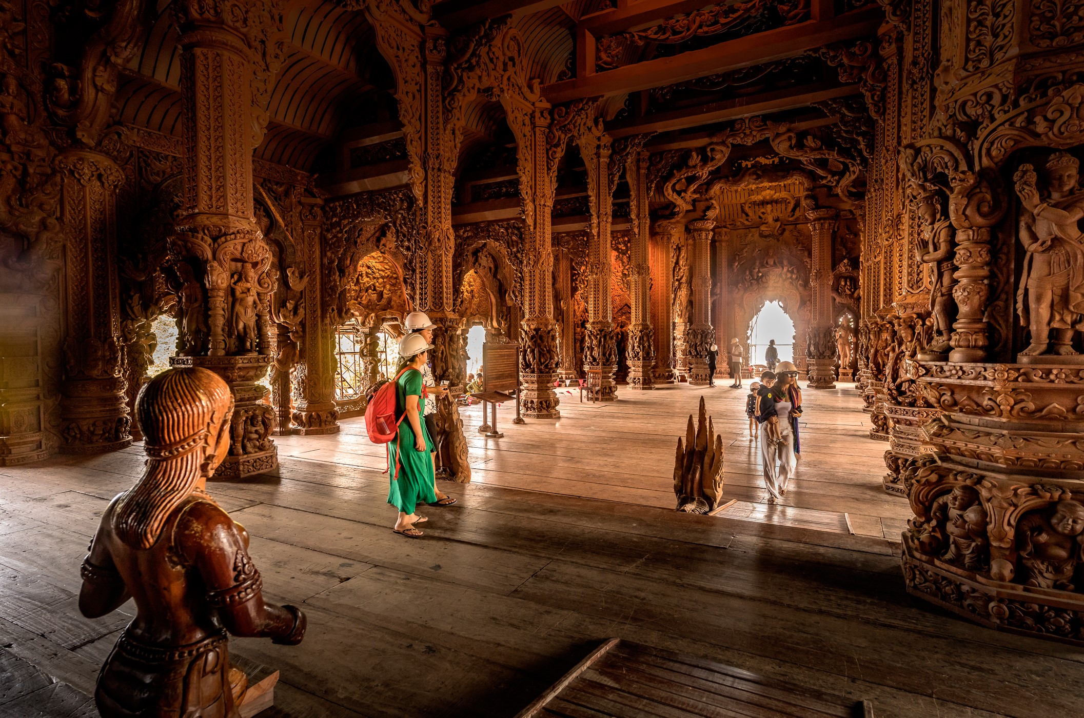 visitors exploring the interior of the sanctuary of truth