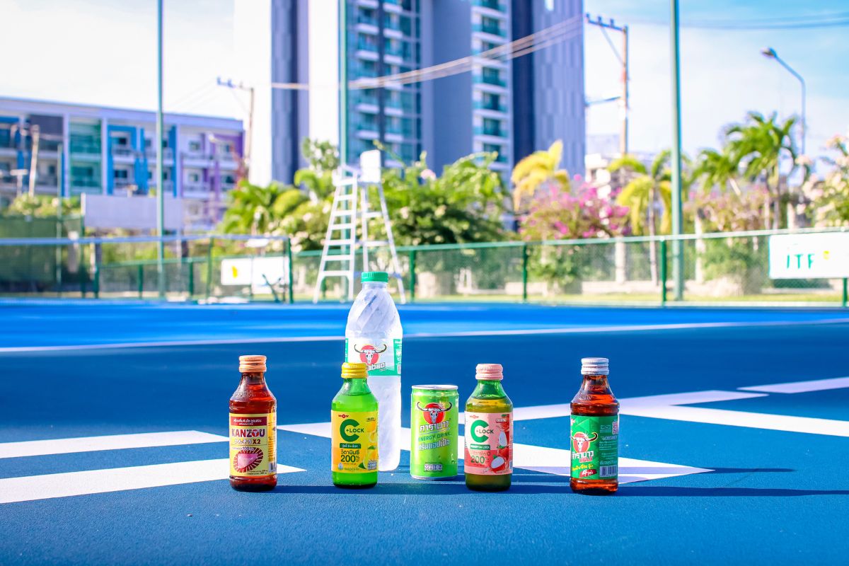 carabao group drinks on FITZ Club tennis court