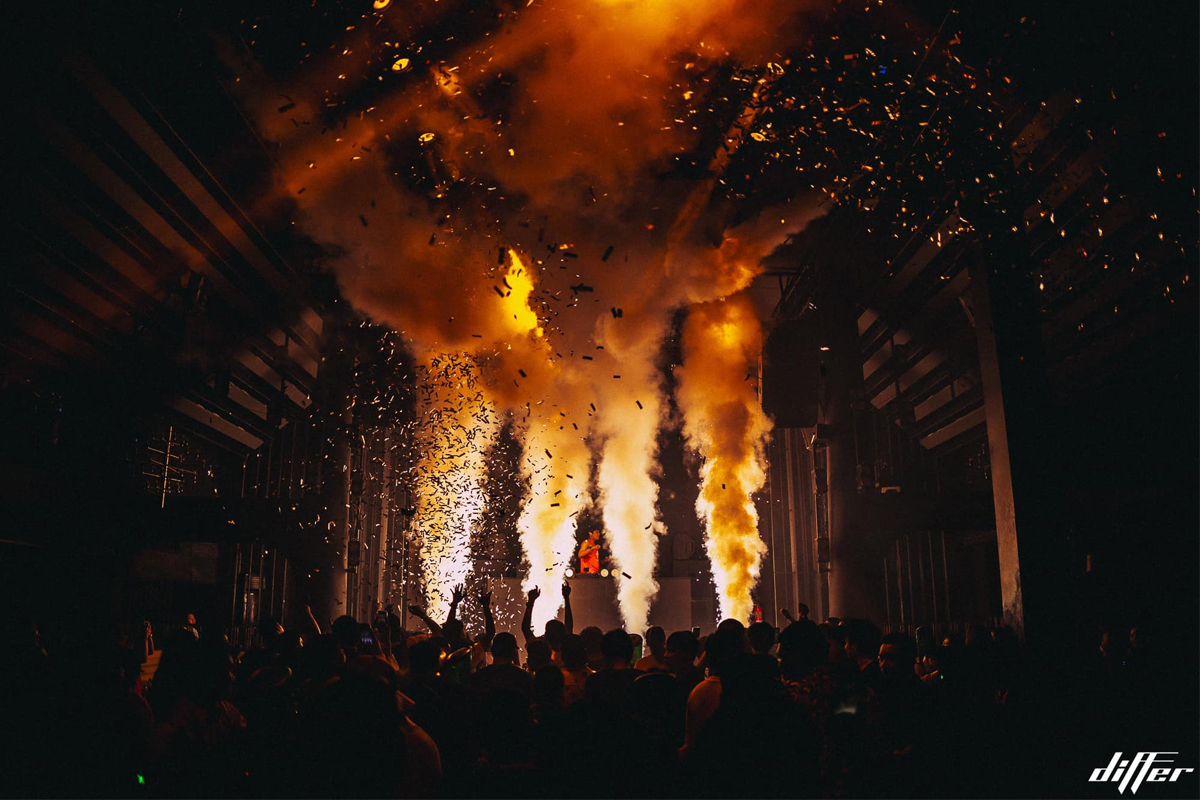 confetti released from dj booth at differ club