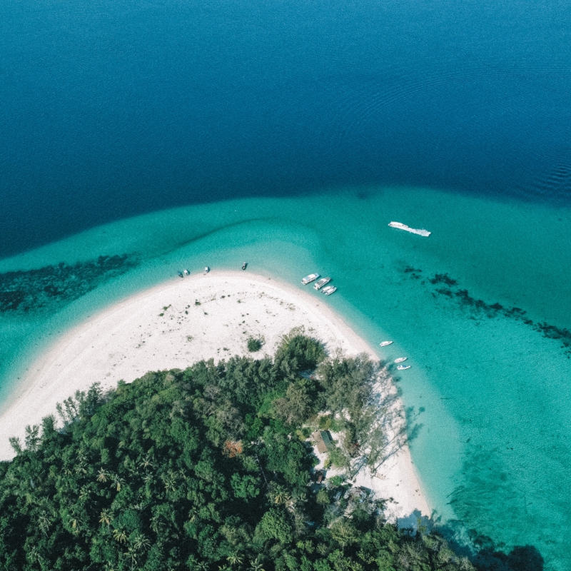 clear sands and blue waters of koh phai