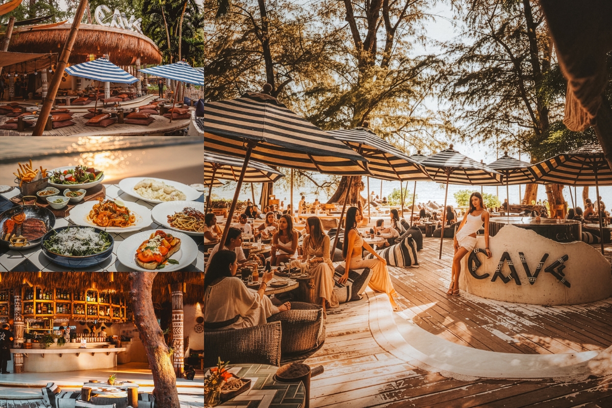 บรรยากาศโซนเอาท์ดอร์ที่ Cave Beach Club Pattaya
