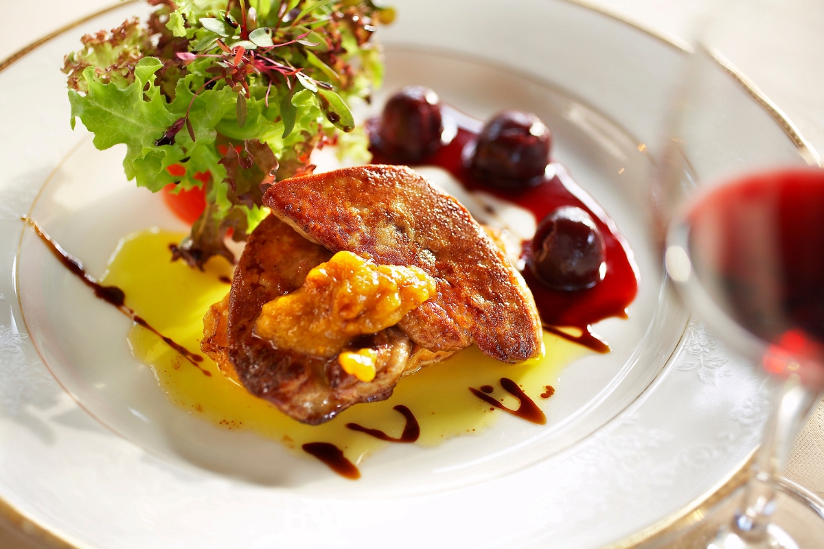foie gras dish at royal wing suites & spa