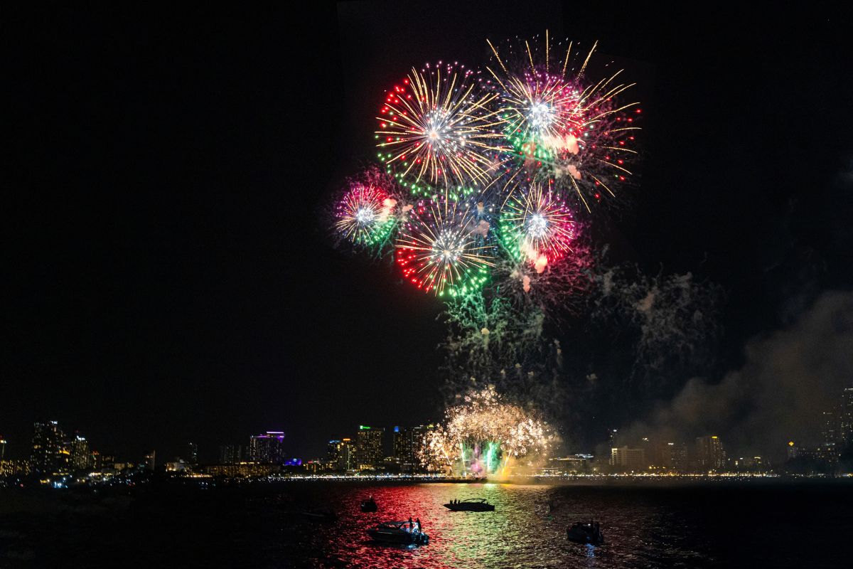 fireworks over pattaya beach at pattaya fireworks festival 2026