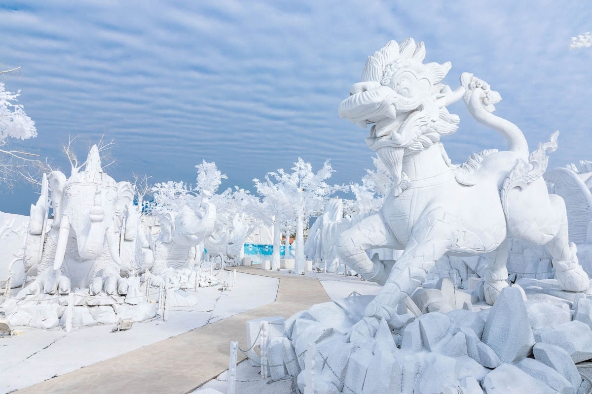 statue of thai mythical creature at frost magical ice of siam
